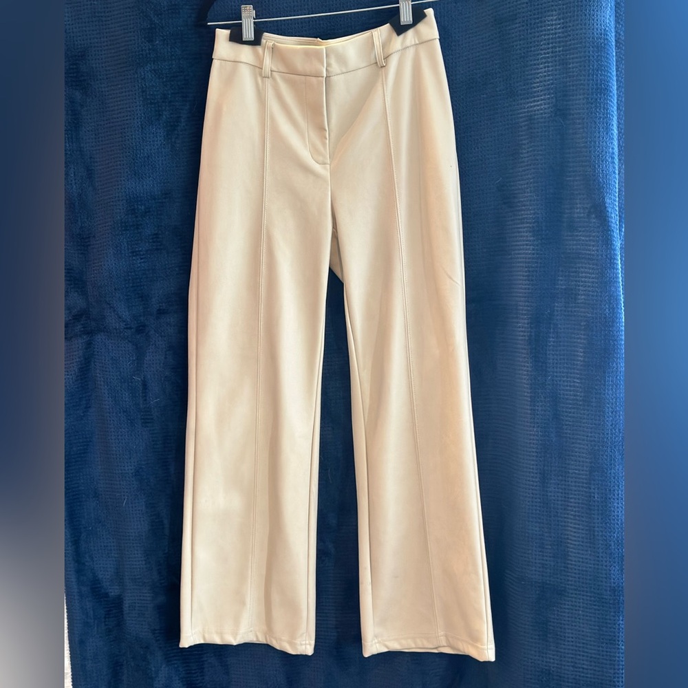 7 For All Mankind Faux Leather Pants – Neutral Cream S NWT